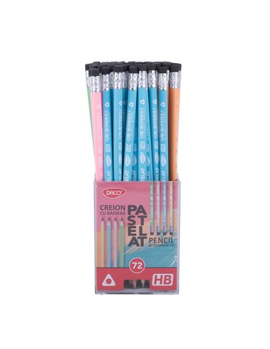 Set 72 creioane HB cu radiera Daco, Pastelat
