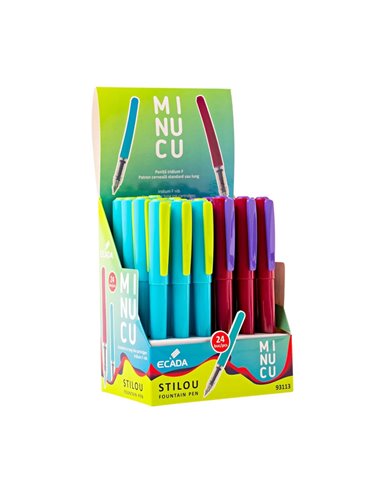 Set 24 stilouri Ecada Minucu, Penita F din iridium, corp din plastic