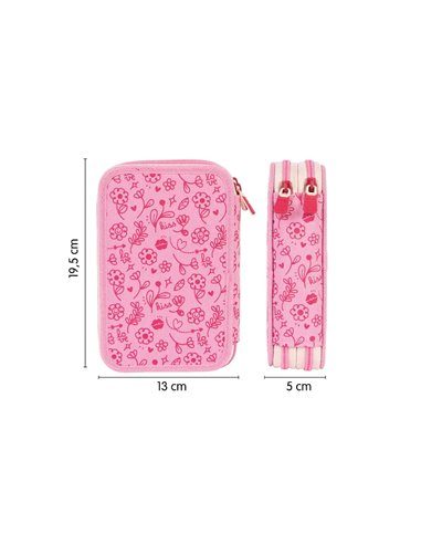 Penar echipat cu 2 fermoare Milan 081264FLCP, Motiv Kiss (Pink)