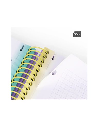 Caiet cu spira A4 Milan, 95 g/mp, 90 file, matematica, Motiv Sunset