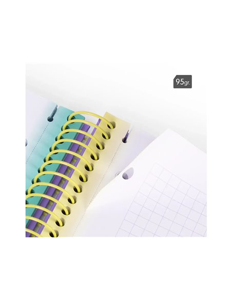 Caiet cu spira A4 Milan, 95 g/mp, 90 file, matematica, Motiv Sunset