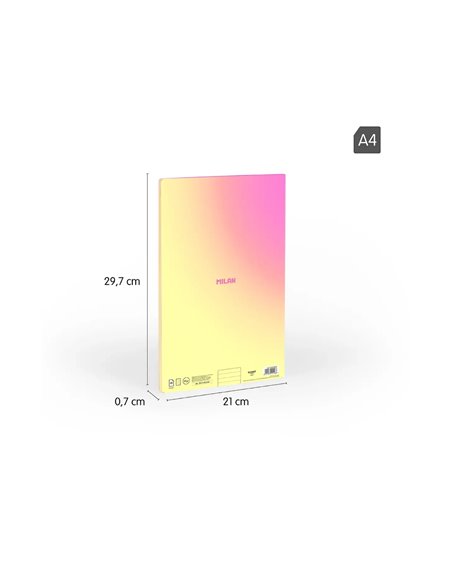 Caiet cusut A4 Milan, 95 g/mp, 48 file, dictando, Motiv sunset, Galben