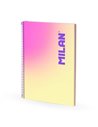 Caiet cu spira A4 Milan, 95 g/mp, 90 file, dictando, Motiv Sunset, Galben