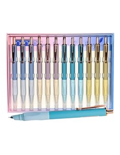 Set 12 stilouri metalice cu cerneala termosensibila si mecanism 16340, Culori asortate