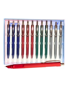 Set 12 stilouri metalice cu cerneala termosensibila si mecanism 16338, Culori asortate