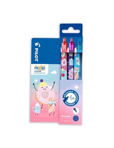 Set rollere cu cerneala albastra Pilot Frixion Clicker Fancy, 0.7 mm, Roz - Bleu - Violet