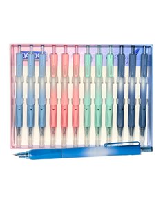 Set 12 stilouri din plastic cu cerneala termosensibila si mecanism 16303, Culori asortate