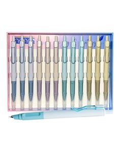Set 12 stilouri din plastic cu cerneala termosensibila si mecanism 16305, Culori asortate