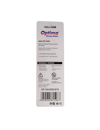 Cutter Optima basic, lama 9 mm SK7, sina metalica