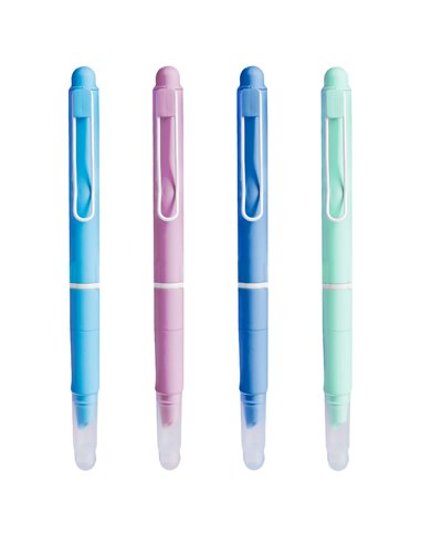 Set 12 stilouri din plastic cu cerneala termosensibila si mecanism 16306, Culori asortate