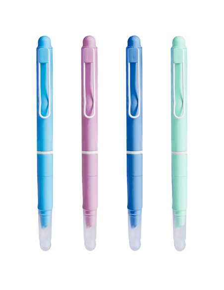 Set 12 stilouri din plastic cu cerneala termosensibila si mecanism 16306, Culori asortate