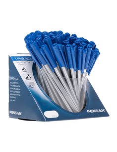Set 60 de pixuri Pensan Triball, corp din plastic mat, grosime varf 1 mm, Albastru