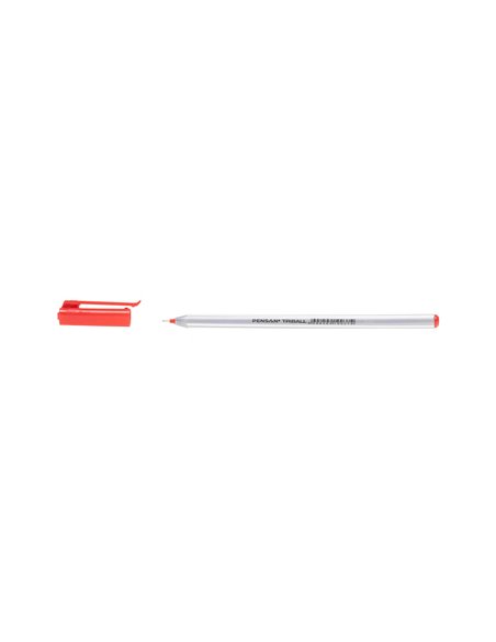 Set 60 de pixuri Pensan Triball, corp din plastic mat, grosime varf 1 mm, mina rosie