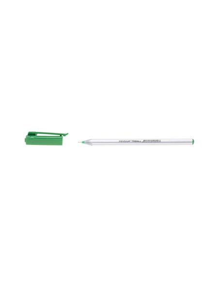 Set 60 de pixuri Pensan Triball, corp din plastic mat, grosime varf 1 mm, mina verde