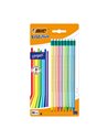 Set 8 creioane HB BIC Evolution Stripes cu radiera, rezistente la soc