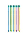 Set 8 creioane HB BIC Evolution Stripes cu radiera, rezistente la soc