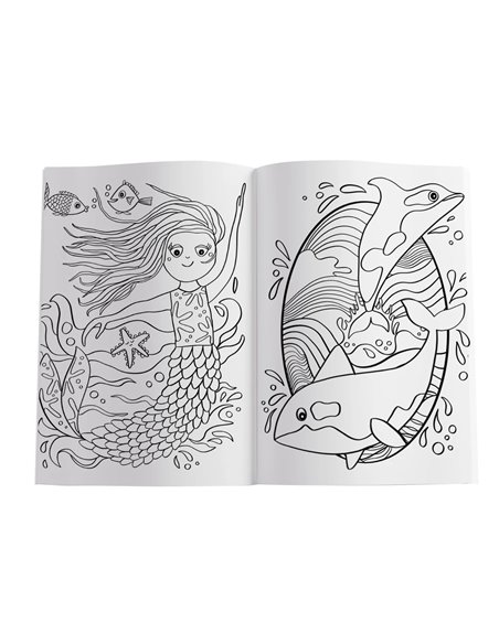 Carte de colorat A4 Pelikan, 24 file, include 100 abtibilduri, Blue Sea