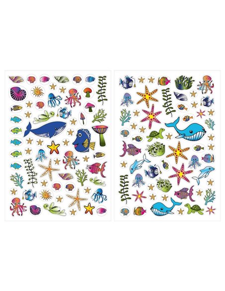 Carte de colorat A4 Pelikan, 24 file, include 100 abtibilduri, Blue Sea