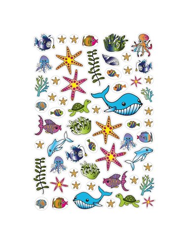 Carte de colorat A4 Pelikan, 24 file, include 100 abtibilduri, Blue Sea