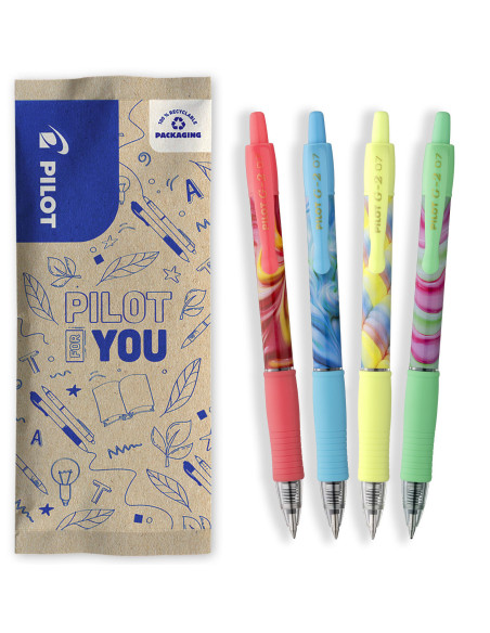 PFLW464532,Flow pack rollere cu gel Pilot G2 Flow 0.7 mm cu click 4 culori