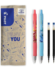 PFLW464525,Flow pack 2 rollere cu gel Pilot G2 Flow albastru si roz 0.7 mm + 2 rezerve albastre