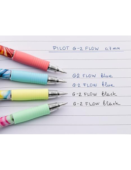 PFLW464525,Flow pack 2 rollere cu gel Pilot G2 Flow albastru si roz 0.7 mm + 2 rezerve albastre