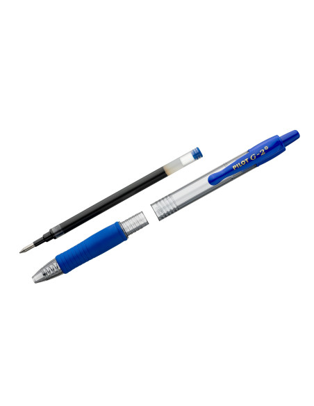 PBL-G2-7BB-P,Set 12 rollere cu gel Pilot Begreen G-2+ diverse culori 0.7 mm cu click albastru inchis