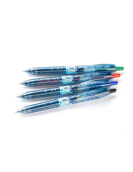 PBL-B2P-7G-BG-P,Set 10 rollere cu gel Pilot B2P Begreen diverse culori 0.7 mm cu click verde