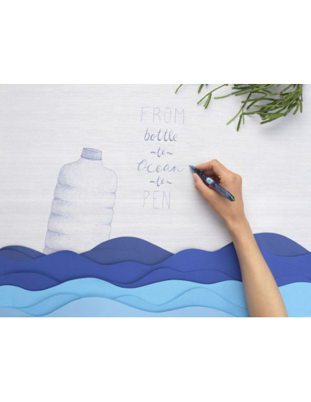 PBL-B2P-7G-BG-P,Set 10 rollere cu gel Pilot B2P Begreen diverse culori 0.7 mm cu click verde