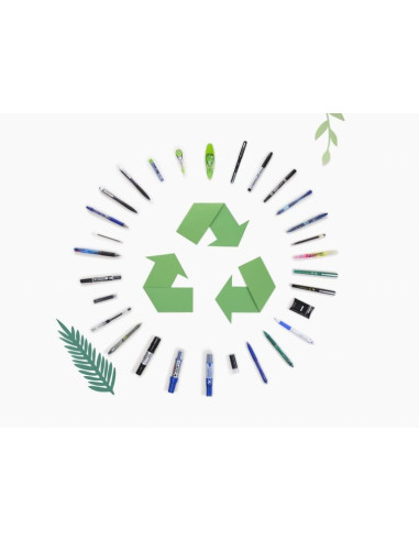 PBL-B2P-7G-BG-P,Set 10 rollere cu gel Pilot B2P Begreen diverse culori 0.7 mm cu click verde