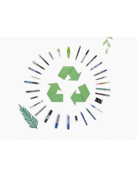 PBL-B2P-7G-BG-P,Set 10 rollere cu gel Pilot B2P Begreen diverse culori 0.7 mm cu click verde