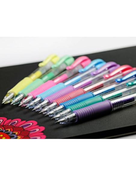 PBL-G2-7M-GD-P,Set 12 rollere cu gel Pilot G-2 culori metalice 0.7 mm cu click auriu