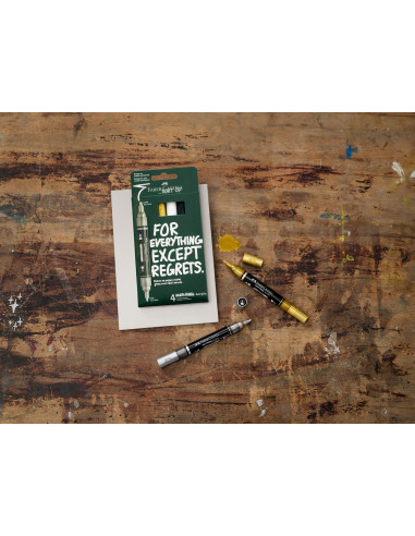 FC186010,Blister 4 markere acrilice multimark culori negru-alb-gri-auriu faber-castell