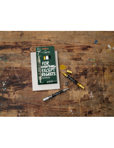 FC186010,Blister 4 markere acrilice multimark culori negru-alb-gri-auriu faber-castell