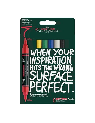FC186003,Blister 6 markere acrilice multimark culori de baza faber-castell