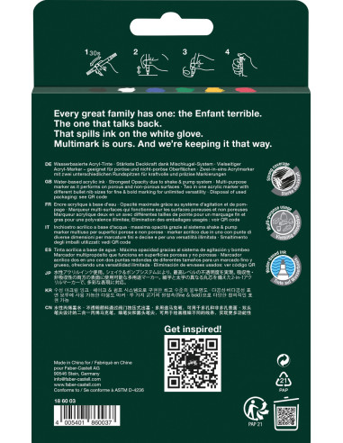 FC186003,Blister 6 markere acrilice multimark culori de baza faber-castell