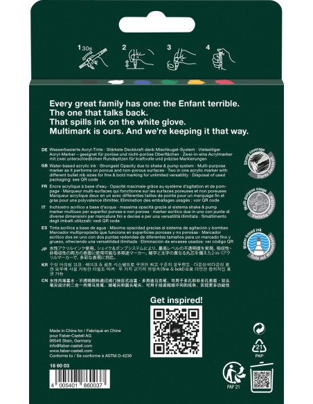 FC186003,Blister 6 markere acrilice multimark culori de baza faber-castell
