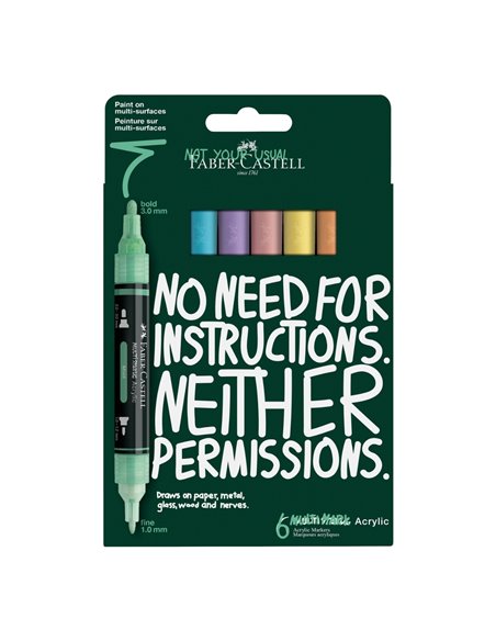 FC186005,Blister 6 markere acrilice multimark culori pastel faber-castell