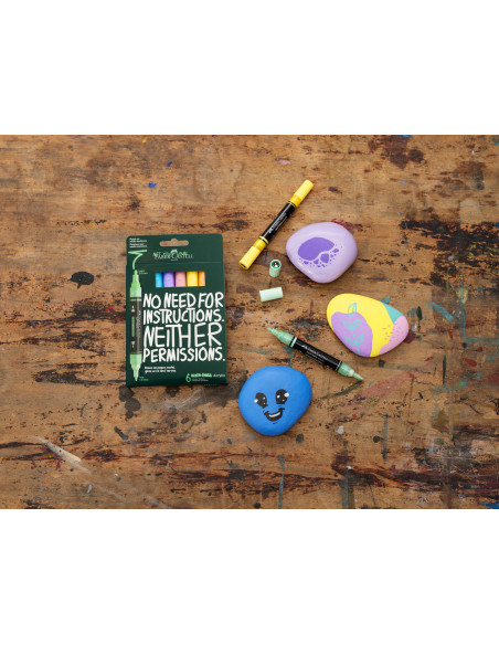 FC186005,Blister 6 markere acrilice multimark culori pastel faber-castell