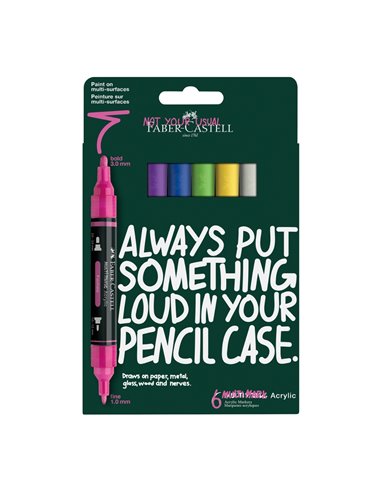 FC186009,Blister 6 markere acrilice multimark culori intense faber-castell