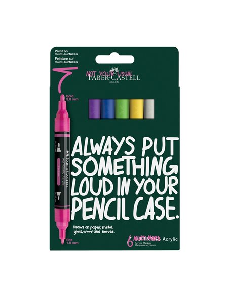 FC186009,Blister 6 markere acrilice multimark culori intense faber-castell