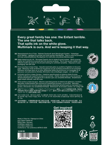 FC186009,Blister 6 markere acrilice multimark culori intense faber-castell