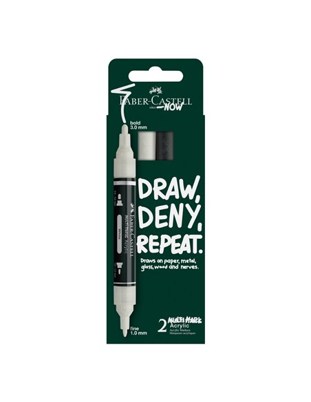 Blister 2 markere acrilice multimark alb-negru faber-castell