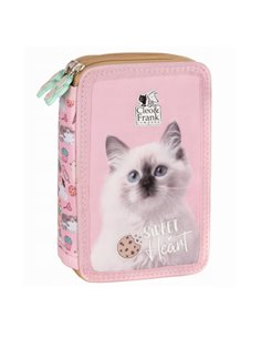 Penar echipat cu 2 fermoare Derform Cleo&Frank PWDCF45, Motiv Sweet heart (Pisica)