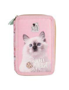 Penar echipat cu 2 fermoare Derform Cleo&Frank PWDCF45, Motiv Sweet heart (Pisica) 2