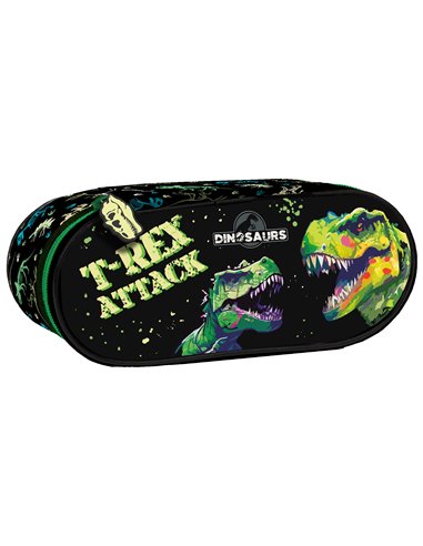 Penar etui cu 1 fermoar si o clapa interioara Derform P1ADN20, Motiv T-REX attack