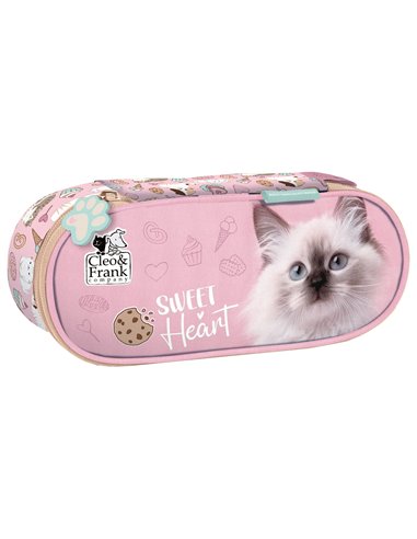 Penar etui cu 1 fermoar si o clapa interioara Derform Cleo&Frank P1ACF45, Motiv sweet heart