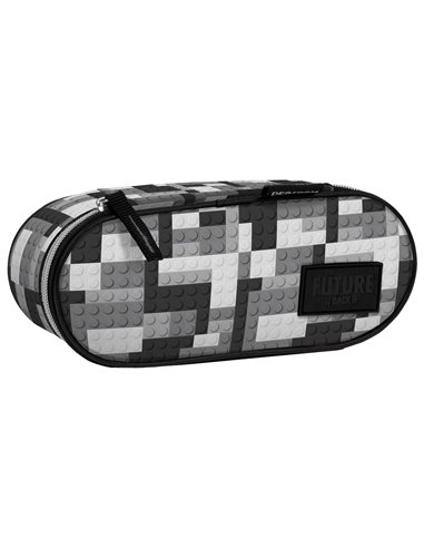 Penar etui cu 1 fermoar si o clapa interioara Derform BackUP P1ADF38, Motiv Pixel Blocks