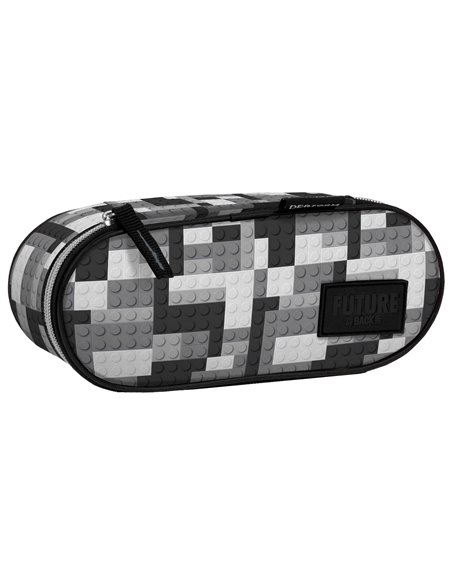 Penar etui cu 1 fermoar si o clapa interioara Derform BackUP P1ADF38, Motiv Pixel Blocks