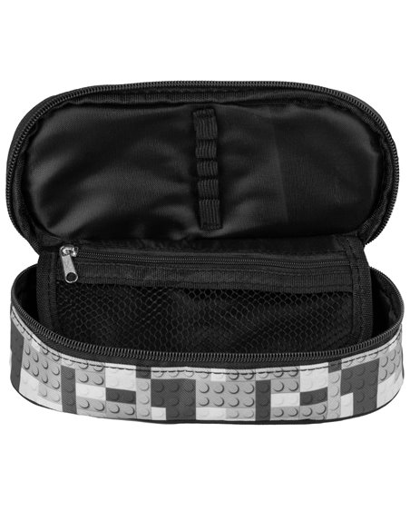 Penar etui cu 1 fermoar si o clapa interioara Derform BackUP P1ADF38, Motiv Pixel Blocks